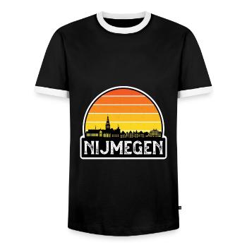 Nimègue Pays-Bas Flag Skyline Souvenir de voyage - T-shirt contrasté Homme - noir/blanc - Devant - AI Model Female 172 light (172cm) & AI Model Male 178 light (178cm)