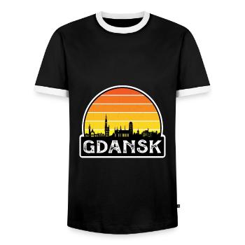 Danzig Polen Flagge Skyline Reisesouvenir - Männer Kontrast-T-Shirt - Schwarz/Weiß - Vorne - AI Model Female 172 light (172cm) & AI Model Male 178 light (178cm)