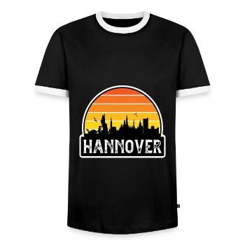 Hannover Deutschland Flagge Skyline Reisesouvenir - Männer Kontrast-T-Shirt - Schwarz/Weiß - Vorne - AI Model Female 172 light (172cm) & AI Model Male 178 light (178cm)
