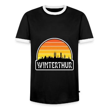 Winterthur Schweiz Flagge Skyline Travel Souveni - Männer Kontrast-T-Shirt - Schwarz/Weiß - Vorne - AI Model Female 172 light (172cm) & AI Model Male 178 light (178cm)