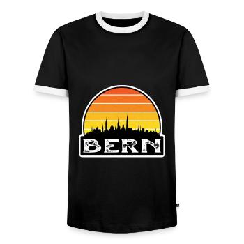 Bern Schweiz Flagge Skyline Reisesouvenir - Männer Kontrast-T-Shirt - Schwarz/Weiß - Vorne - AI Model Female 172 light (172cm) & AI Model Male 178 light (178cm)