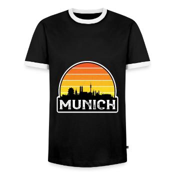 München Deutschland Flagge Skyline Reisesouvenir - Männer Kontrast-T-Shirt - Schwarz/Weiß - Vorne - AI Model Female 172 light (172cm) & AI Model Male 178 light (178cm)