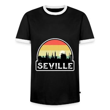 Séville Espagne Flag Skyline Souvenir de voyage - T-shirt contrasté Homme - noir/blanc - Devant - AI Model Female 172 light (172cm) & AI Model Male 178 light (178cm)