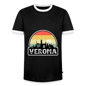 Vérone Italie Flag Skyline Souvenir de voyage - T-shirt contrasté Homme - noir/blanc - Devant - AI Model Female 172 light (172cm) & AI Model Male 178 light (178cm)