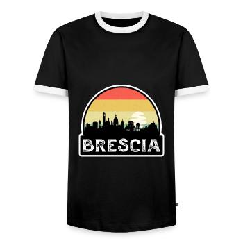 Brescia Italie Flag Skyline Souvenir de voyage - T-shirt contrasté Homme - noir/blanc - Devant - AI Model Female 172 light (172cm) & AI Model Male 178 light (178cm)