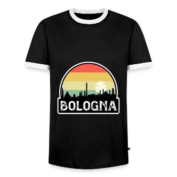 Bologne Italie Flag Skyline Souvenir de voyage - T-shirt contrasté Homme - noir/blanc - Devant - AI Model Female 172 light (172cm) & AI Model Male 178 light (178cm)