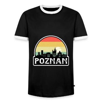 Poznan Pologne Flag Skyline Souvenir de voyage - T-shirt contrasté Homme - noir/blanc - Devant - AI Model Female 172 light (172cm) & AI Model Male 178 light (178cm)