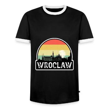 Breslau Polen Flagge Skyline Reisesouvenir - Männer Kontrast-T-Shirt - Schwarz/Weiß - Vorne - AI Model Female 172 light (172cm) & AI Model Male 178 light (178cm)