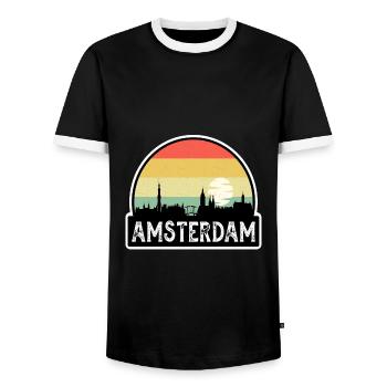 Amsterdam Niederlande Flagge Skyline Reisesouvenir - Männer Kontrast-T-Shirt - Schwarz/Weiß - Vorne - AI Model Female 172 light (172cm) & AI Model Male 178 light (178cm)