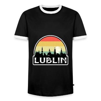 Lublin Pologne Flag Skyline Souvenir de voyage - T-shirt contrasté Homme - noir/blanc - Devant - AI Model Female 172 light (172cm) & AI Model Male 178 light (178cm)