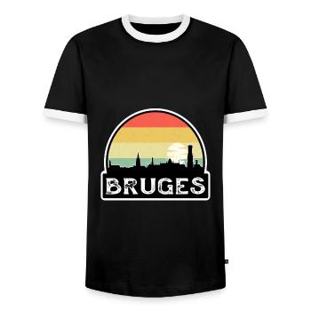 Bruges Belgique Flag Skyline Souvenir de voyage - T-shirt contrasté Homme - noir/blanc - Devant - AI Model Female 172 light (172cm) & AI Model Male 178 light (178cm)