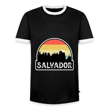 Salvador Brésil Flag Skyline Souvenir de voyage - T-shirt contrasté Homme - noir/blanc - Devant - AI Model Female 172 light (172cm) & AI Model Male 178 light (178cm)