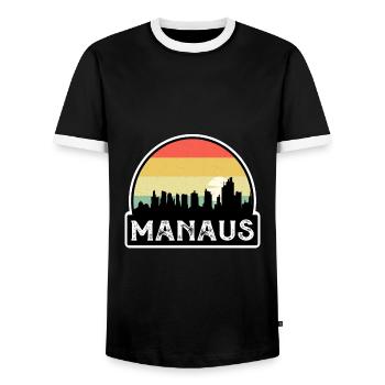 Manaus Brésil Flag Skyline Souvenir de voyage - T-shirt contrasté Homme - noir/blanc - Devant - AI Model Female 172 light (172cm) & AI Model Male 178 light (178cm)