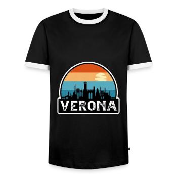Vérone Italie Flag Skyline Souvenir de voyage - T-shirt contrasté Homme - noir/blanc - Devant - AI Model Female 172 light (172cm) & AI Model Male 178 light (178cm)