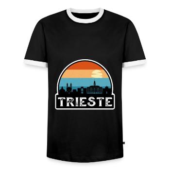 Trieste Italie Flag Skyline Souvenir de voyage - T-shirt contrasté Homme - noir/blanc - Devant - AI Model Female 172 light (172cm) & AI Model Male 178 light (178cm)