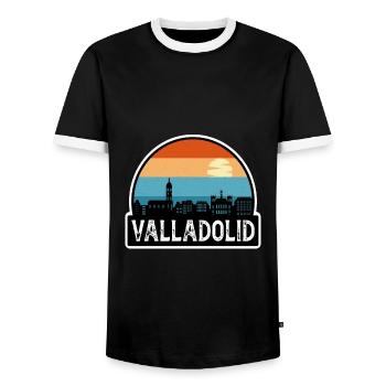 Valladolid Espagne Flag Skyline Souvenir de voyage - T-shirt contrasté Homme - noir/blanc - Devant - AI Model Female 172 light (172cm) & AI Model Male 178 light (178cm)