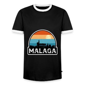 Malaga Espagne Flag Skyline Souvenir de voyage - T-shirt contrasté Homme - noir/blanc - Devant - AI Model Female 172 light (172cm) & AI Model Male 178 light (178cm)