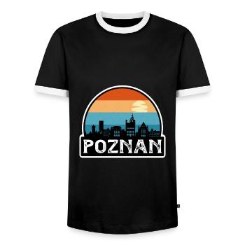 Poznan Pologne Flag Skyline Souvenir de voyage - T-shirt contrasté Homme - noir/blanc - Devant - AI Model Female 172 light (172cm) & AI Model Male 178 light (178cm)
