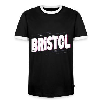 Bristol Angleterre UK City Writing Home Amour - T-shirt contrasté Homme - noir/blanc - Devant - AI Model Female 172 light (172cm) & AI Model Male 178 light (178cm)
