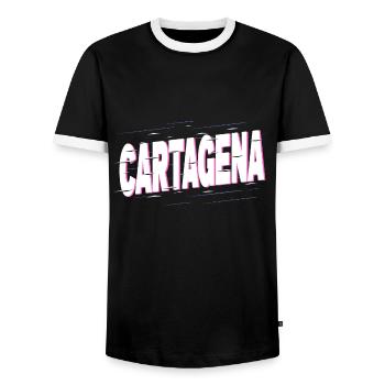 Cartagena Spanien Stadt Schrift Urlaub Liebe - Männer Kontrast-T-Shirt - Schwarz/Weiß - Vorne - AI Model Female 172 light (172cm) & AI Model Male 178 light (178cm)