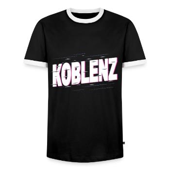 Koblenz Germany City Font Home Love - Men's Ringer Shirt - black/white - Front - AI Model Female 172 light (172cm) & AI Model Male 178 light (178cm)