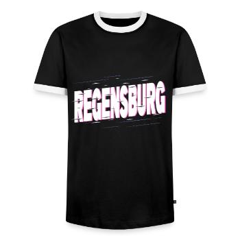 Regensburg Deutschland Stadt Schrift Heimat Liebe - Männer Kontrast-T-Shirt - Schwarz/Weiß - Vorne - AI Model Female 172 light (172cm) & AI Model Male 178 light (178cm)