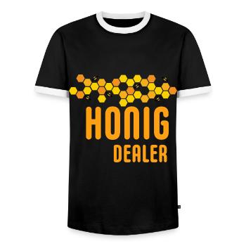 Beekeeper - Honey Dealer - Beekeeping Bees - Men's Ringer Shirt - black/white - Front - AI Model Female 172 light (172cm) & AI Model Male 178 light (178cm)
