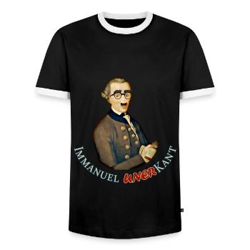 Lustiger Philosoph: Immanuel Kant mit Verkleidung - Männer Kontrast-T-Shirt - Schwarz/Weiß - Vorne - AI Model Female 172 light (172cm) & AI Model Male 178 light (178cm)