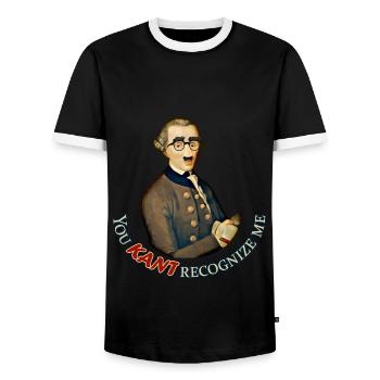 Funny Philosopher: Can't recognize Immanuel Kant - Men's Ringer Shirt - black/white - Front - AI Model Female 172 light (172cm) & AI Model Male 178 light (178cm)