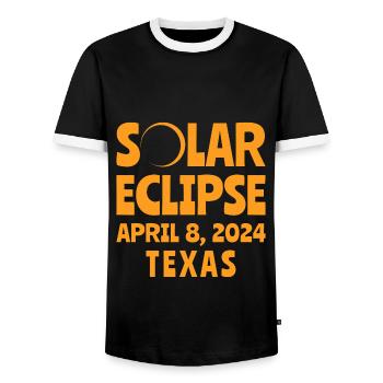 Sonnenfinsternis 2024 Texas - Männer Kontrast-T-Shirt - Schwarz/Weiß - Vorne - AI Model Female 172 light (172cm) & AI Model Male 178 light (178cm)