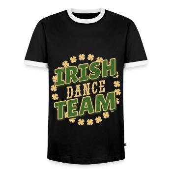 Irish Dance Team - Men's Ringer Shirt - black/white - Front - AI Model Female 172 light (172cm) & AI Model Male 178 light (178cm)