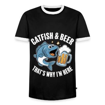 Catfish and beer, That's why I'm here - Men's Ringer Shirt - black/white - Front - AI Model Female 172 light (172cm) & AI Model Male 178 light (178cm)