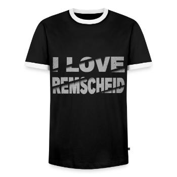 Remscheid Allemagne Ville Font Skyline J’aime - T-shirt contrasté Homme - noir/blanc - Devant - AI Model Female 172 light (172cm) & AI Model Male 178 light (178cm)