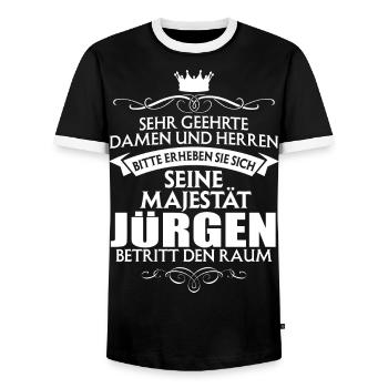 JÜRGEN - Majestät - Männer Kontrast-T-Shirt - Schwarz/Weiß - Vorne - AI Model Female 172 light (172cm) & AI Model Male 178 light (178cm)