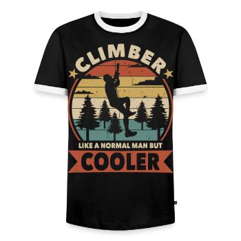 Climber like a normal man but cooler - Men's Ringer Shirt - black/white - Front - AI Model Female 172 light (172cm) & AI Model Male 178 light (178cm)