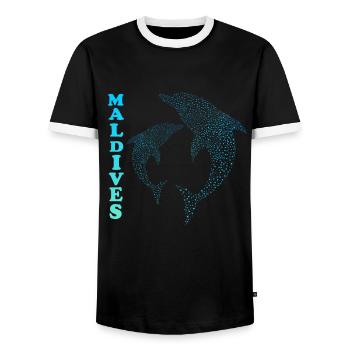 Malediven Delfine Maldives Dolphins - Men's Ringer Shirt - black/white - Front - AI Model Female 172 light (172cm) & AI Model Male 178 light (178cm)