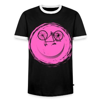 Bicycle Face - Men's Ringer Shirt - black/white - Front - AI Model Female 172 light (172cm) & AI Model Male 178 light (178cm)