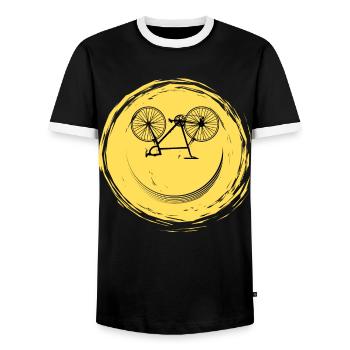 Bicycle Face - Men's Ringer Shirt - black/white - Front - AI Model Female 172 light (172cm) & AI Model Male 178 light (178cm)