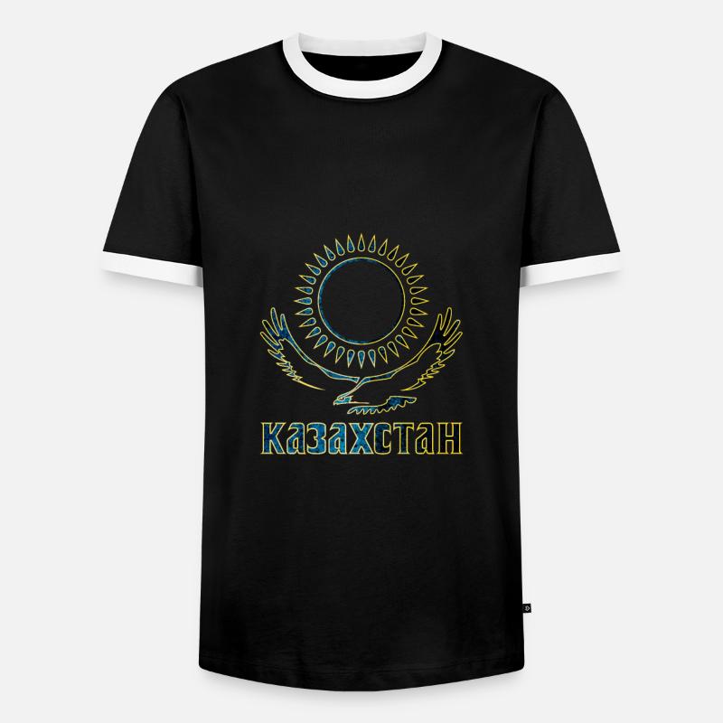 Kazakhstan eagle lettering - Men's Ringer Shirt - black/white