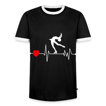 Schlittschuh Eislauf Eiskunstlaufen Eiskunstlauf - Männer Kontrast-T-Shirt - Schwarz/Weiß - Vorne - AI Model Female 172 light (172cm) & AI Model Male 178 light (178cm)