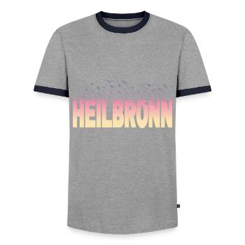 Heilbronn Deutschland Stadt Schrift Vögel Skyline - Männer Kontrast-T-Shirt - Grau/Navy  - Vorne - AI Model Female 172 light (172cm) & AI Model Male 178 light (178cm)