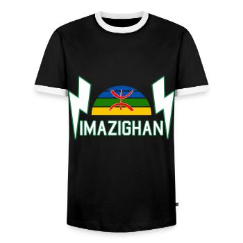 Amazigh Symbole Berbère Maroc Algérie - T-shirt contrasté Homme - noir/blanc - Devant - AI Model Female 172 light (172cm) & AI Model Male 178 light (178cm)