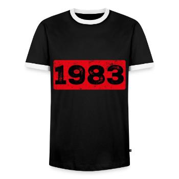 1983 40e anniversaire - T-shirt contrasté Homme - noir/blanc - Devant - AI Model Female 172 light (172cm) & AI Model Male 178 light (178cm)