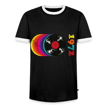Vintage 1972 - Männer Kontrast-T-Shirt - Schwarz/Weiß - Vorne - AI Model Female 172 light (172cm) & AI Model Male 178 light (178cm)