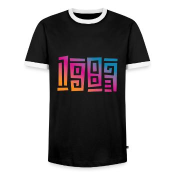 1983 40e anniversaire - T-shirt contrasté Homme - noir/blanc - Devant - AI Model Female 172 light (172cm) & AI Model Male 178 light (178cm)