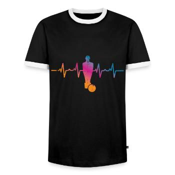 Tischfußball Herzschlag - Männer Kontrast-T-Shirt - Schwarz/Weiß - Vorne - AI Model Female 172 light (172cm) & AI Model Male 178 light (178cm)