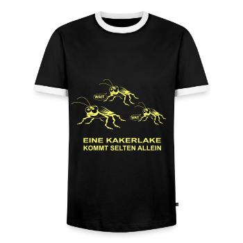 Eine Kakerlake kommt seltem allein - Männer Kontrast-T-Shirt - Schwarz/Weiß - Vorne - AI Model Female 172 light (172cm) & AI Model Male 178 light (178cm)