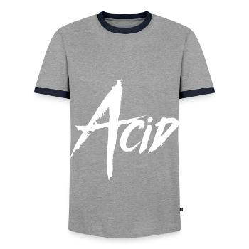 ACID - Men's Ringer Shirt - grey/navy  - Front - AI Model Female 172 light (172cm) & AI Model Male 178 light (178cm)