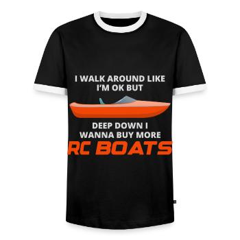 Rc Boat Racing Electric Powerboat Speedboat Race - Men's Ringer Shirt - black/white - Front - AI Model Female 172 light (172cm) & AI Model Male 178 light (178cm)