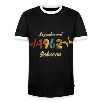 1962 Geburtstag Herzschlag Vintage Retro Spruch - Männer Kontrast-T-Shirt - Schwarz/Weiß - Vorne - AI Model Female 172 light (172cm) & AI Model Male 178 light (178cm)
